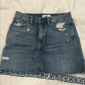 Distressed Blue Denim Mini Skirt